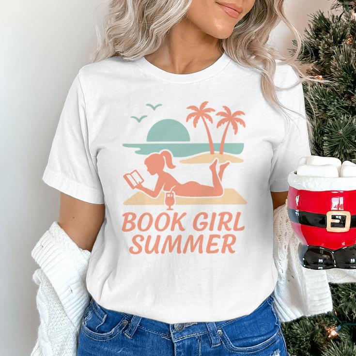 Book Girl Summer Book Reading Retro Sunset Unisex T-Shirt
