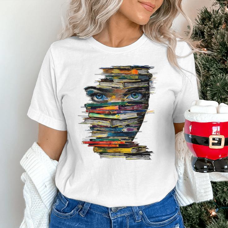 Book Women Graphic Art Colorful Eyes Unisex T-Shirt