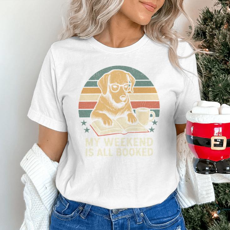 My Weekend Is All Booked Vintage Dog Reading Book Lovers Unisex T-Shirt My Weekend Is All Booked Vintage Dog Reading Book Lovers Unisex T-Shirt