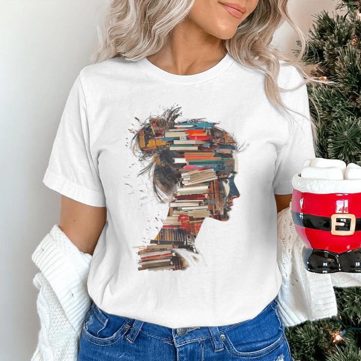 Books Lover Women Art Colorful Drawing Graphic Books Unisex T-Shirt