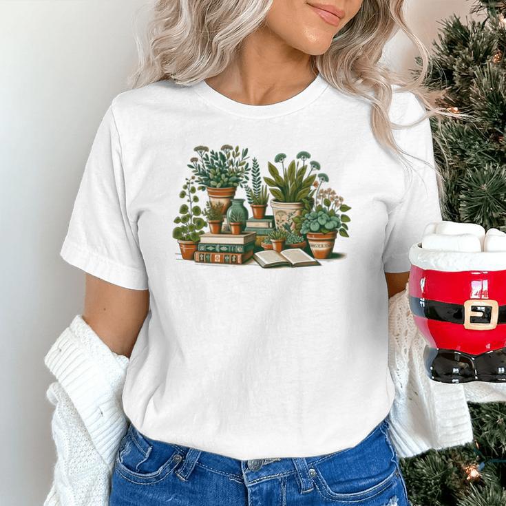 Botanical Garden Plants With Books Unisex T-Shirt Botanical Garden Plants With Books Unisex T-Shirt
