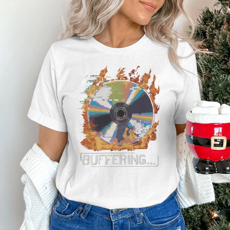 Buffering Glitched CD On Fire 2000s Nostalgia Unisex T-Shirt