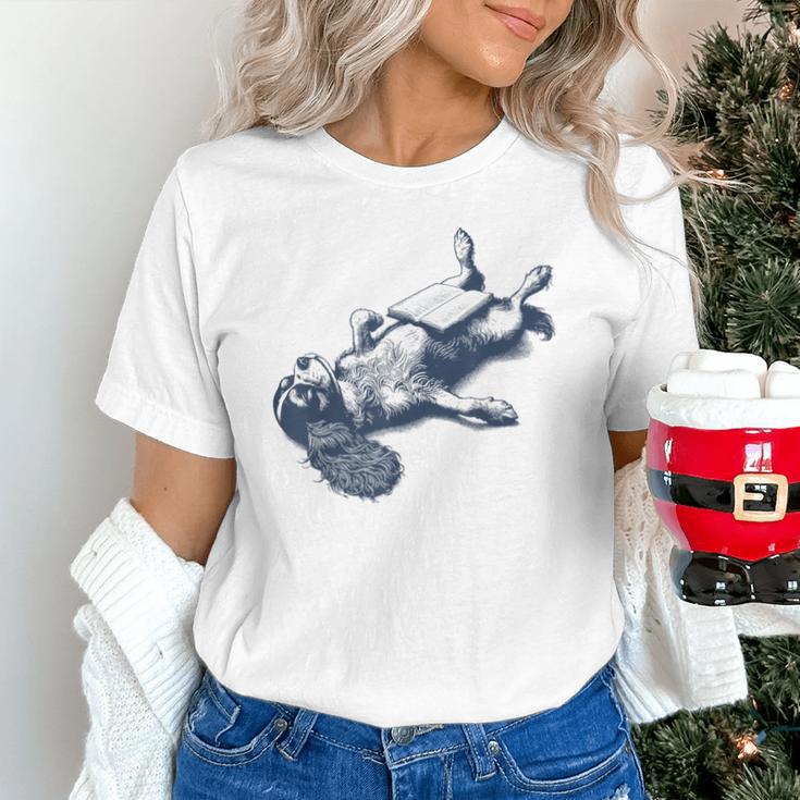 Cavalier King Charles Spaniel Book Nap Vintage Dog Mom Dad Unisex T-Shirt