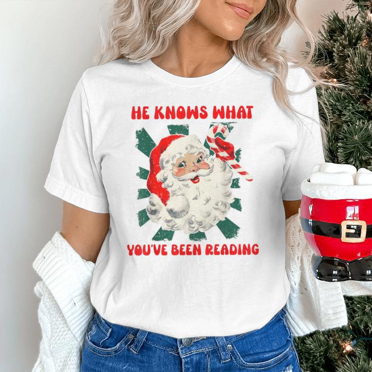 Christmas Bookish He Knows What You'Ve Been Reading Women Unisex T-Shirt