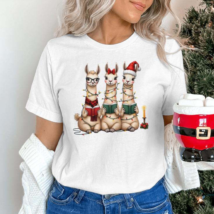 Christmas Three Llamas Reading Reading Books Llama Lover Unisex T-Shirt Christmas Three Llamas Reading Reading Books Llama Lover Unisex T-Shirt