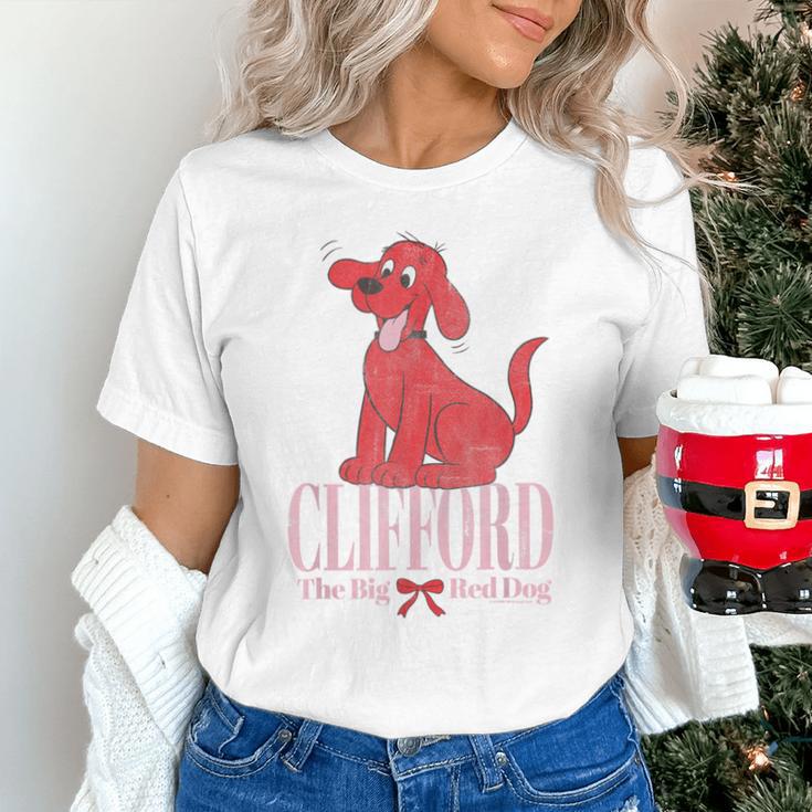 Clifford The Big Red Dog Pink Text With Bow Illustrated Book Unisex T-Shirt