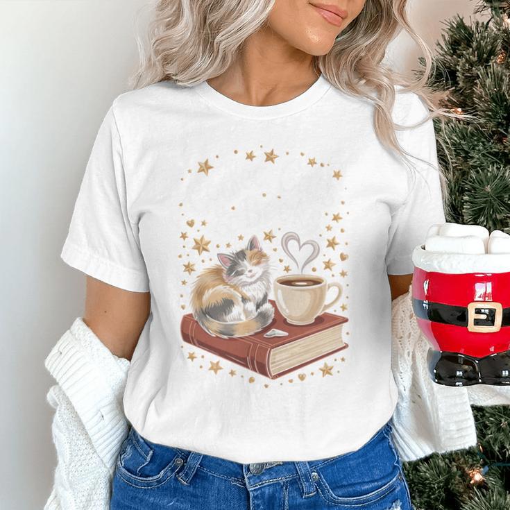 Coffee Cats & Books Cute Cat Book Lover Reading Unisex T-Shirt Coffee Cats & Books Cute Cat Book Lover Reading Unisex T-Shirt