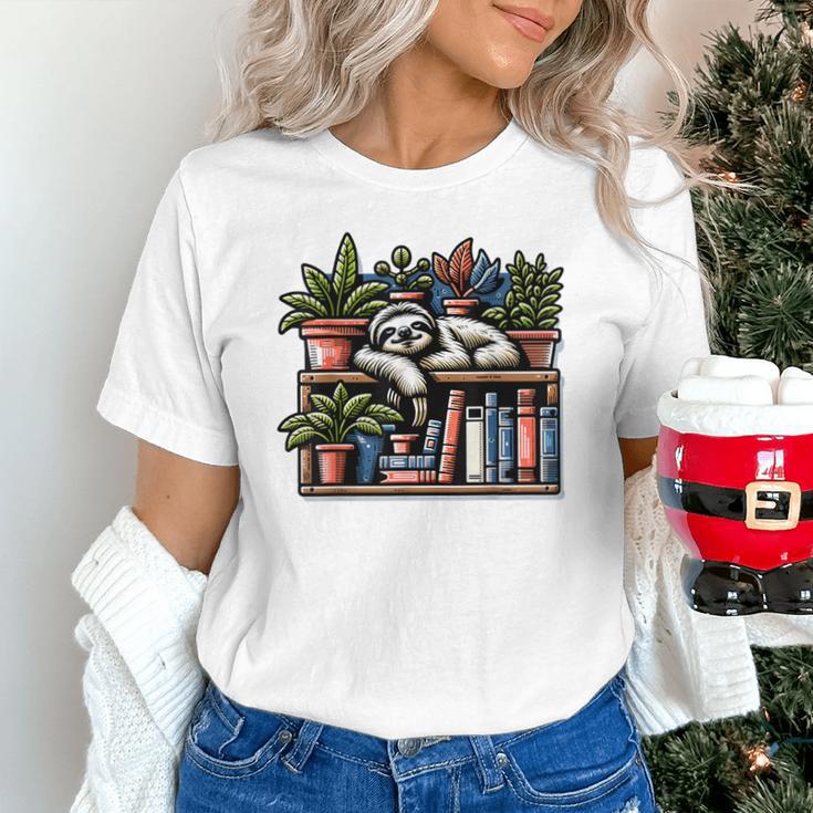 Cosy Sloth In Bookshelf With Plants Unisex T-Shirt Cosy Sloth In Bookshelf With Plants Unisex T-Shirt