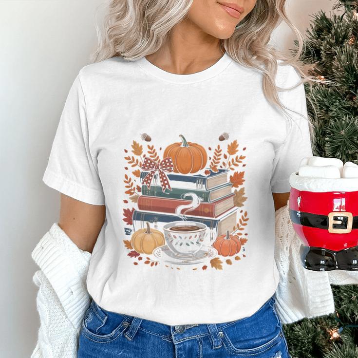 Cozy Autumn Books Fully Booked For Fall Books Pumpkin Unisex T-Shirt