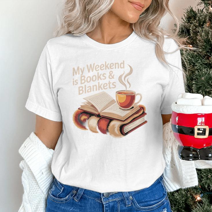 Cozy My Weekend Is Books Blankets Reading Tea Lover Premium Unisex T-Shirt Cozy My Weekend Is Books Blankets Reading Tea Lover Premium Unisex T-Shirt