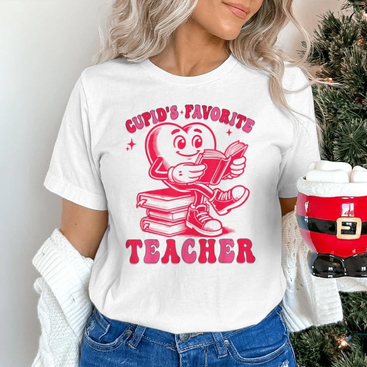 Cupid's Favorite Teacher Valentines Day Heart Book Lover Unisex T-Shirt