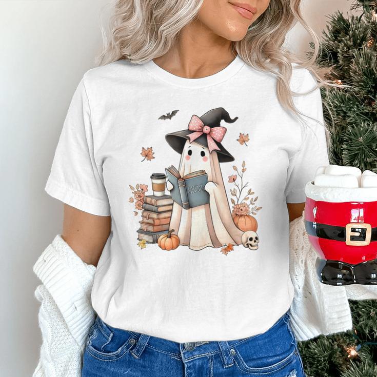 Cute Ghost Reading Book Librarian Book Lover Unisex T-Shirt Cute Ghost Reading Book Librarian Book Lover Unisex T-Shirt