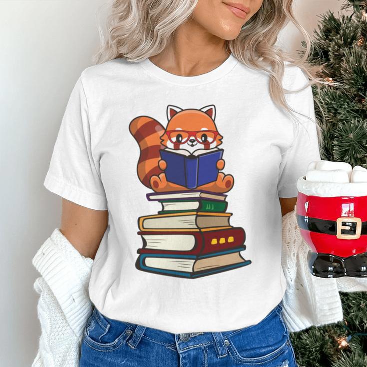 Cute Kawaii Kids Reading Books Glasses Red Panda Lover Unisex T-Shirt Cute Kawaii Kids Reading Books Glasses Red Panda Lover Unisex T-Shirt