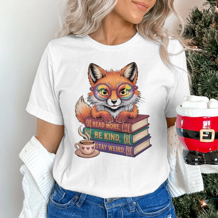 Cute Nerdy Fox Read Books Be Kind Stay Weird Book Club Premium Tri-Blend Unisex T-Shirt