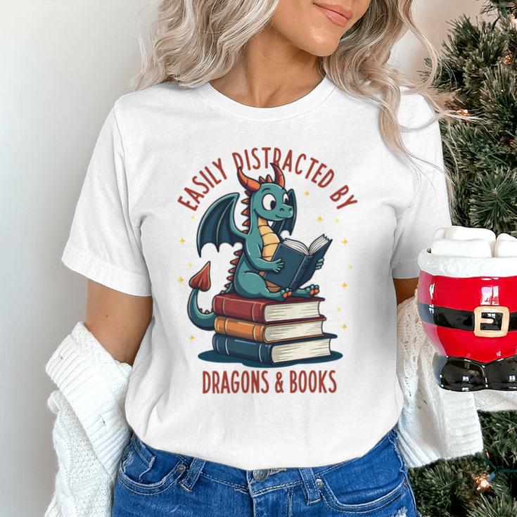 Dark Romance Romantasy Easily Distracted By Dragons & Books Unisex T-Shirt Dark Romance Romantasy Easily Distracted By Dragons & Books Unisex T-Shirt