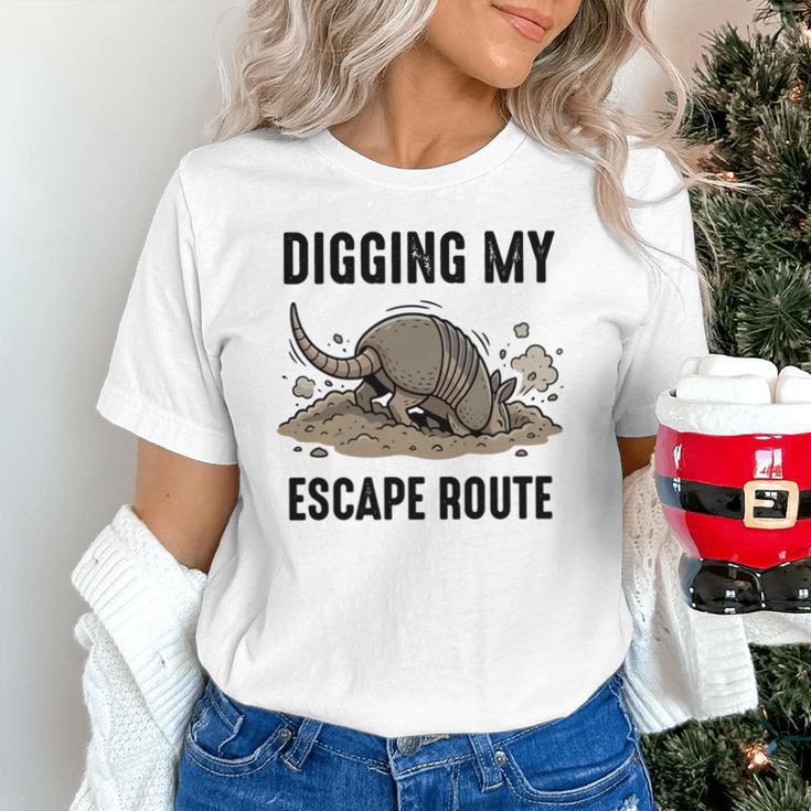 Digging My Escape Route Armadillo Introvert Humor Unisex T-Shirt