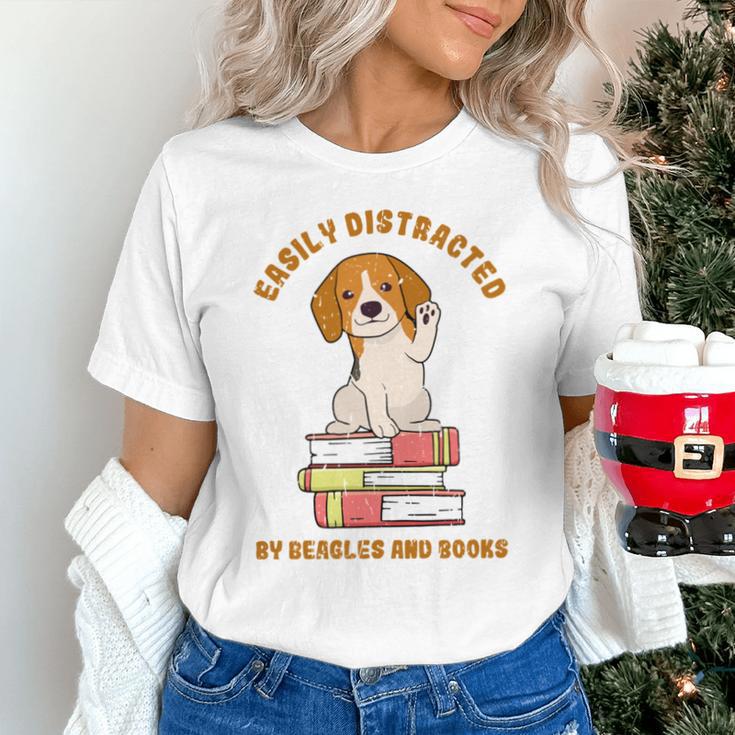 Easily Distracted By Beagles And Books Beagle Dog Unisex T-Shirt
