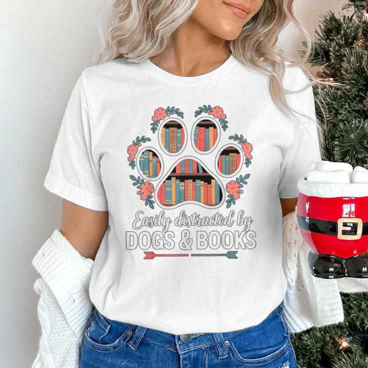 Easily Distracted By Dogs And Books Reading Unisex T-Shirt
