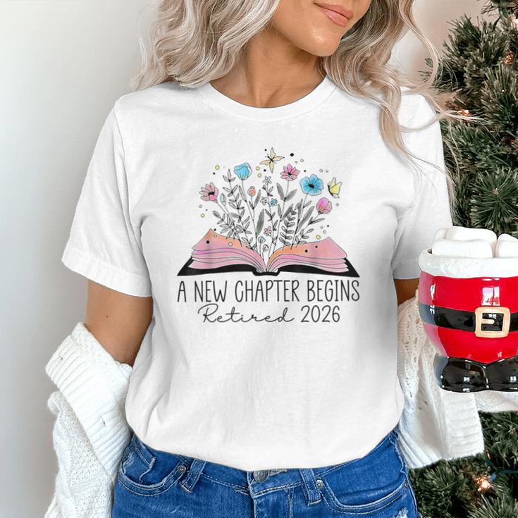 Floral Book A New Chapter Begins Retired 2026 Retirement Unisex T-Shirt