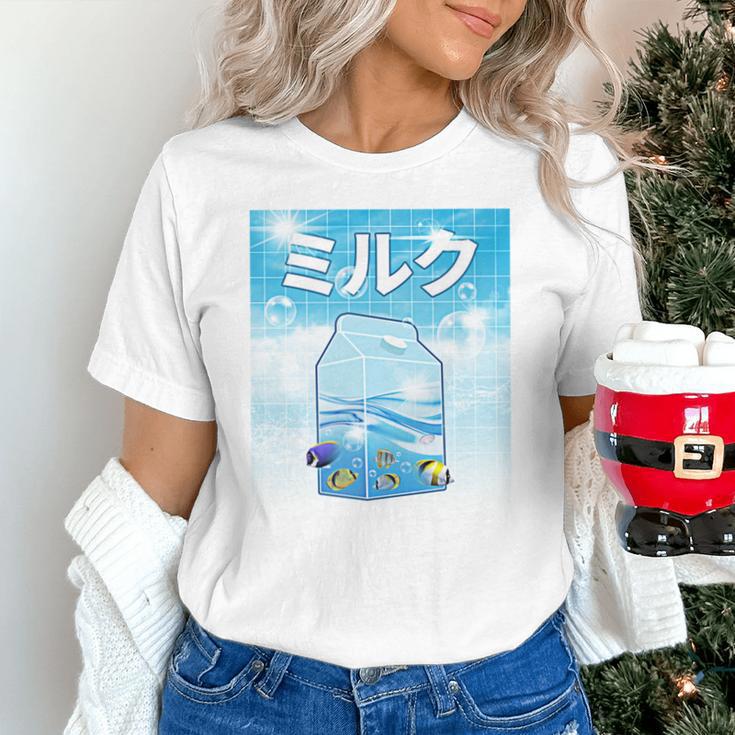 Frutiger Aero Aesthetic Tech Kawaii Milk Underwater Fishes Unisex T-Shirt