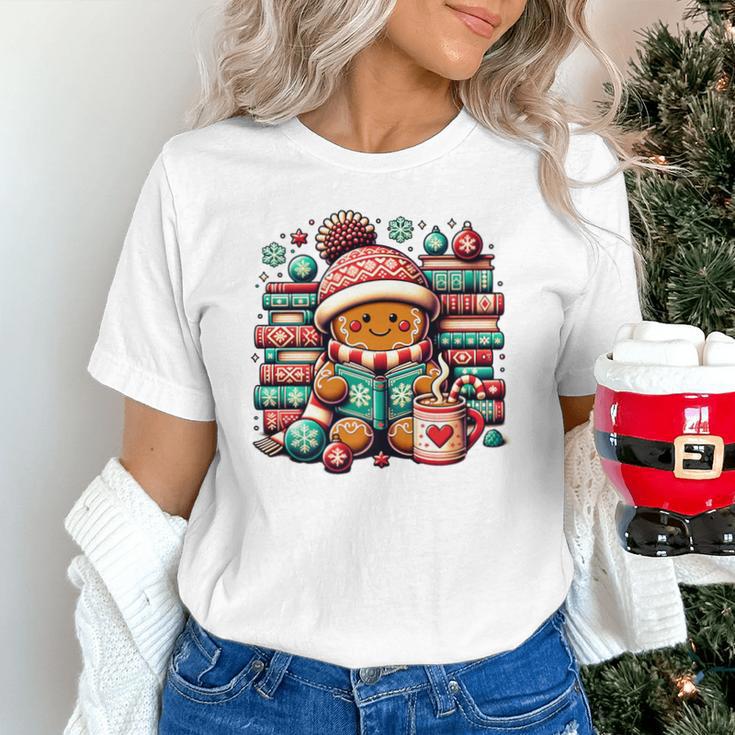 Gingerbread Reading Book Lovers Christmas Bookworm Librarian Premium Unisex T-Shirt