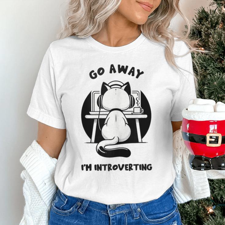 Go Away I'm Introverting Cat With Coffee Unisex T-Shirt Go Away I'm Introverting Cat With Coffee Unisex T-Shirt