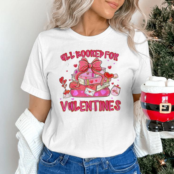 Groovy All Booked For Valentines Books Pink Coquette Bow Unisex T-Shirt