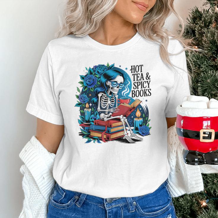 Hot Tea & Spicy Books Skeleton Reader Unisex T-Shirt