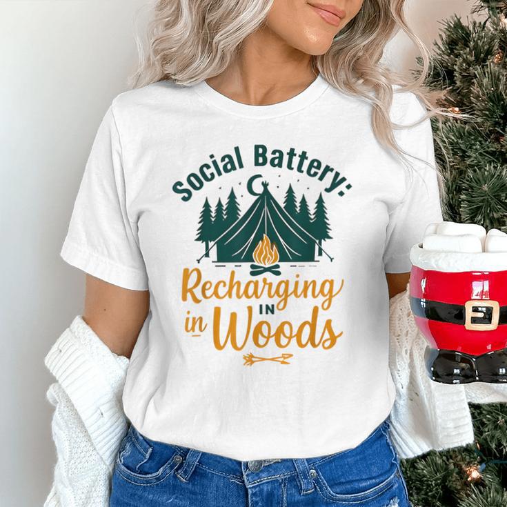 Introvert Camping Social Battery Recharging In The Woods Unisex T-Shirt