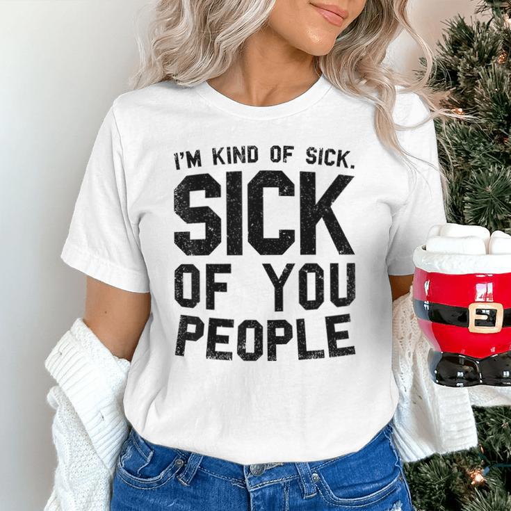 Introvert Men Women Sarcastic Saying Sick Of People Unisex T-Shirt