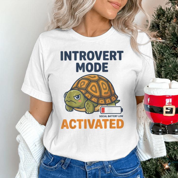 Introvert Mode Activated Low Social Battery Box Turtle Unisex T-Shirt