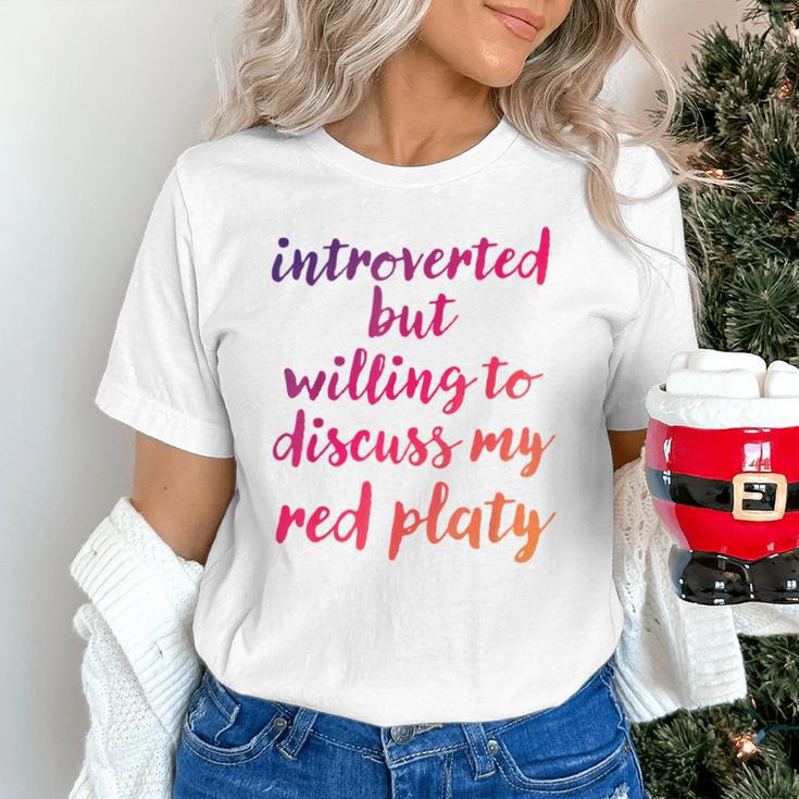 Introverted Willing To Discuss Red Platy Introvert Unisex T-Shirt Introverted Willing To Discuss Red Platy Introvert Unisex T-Shirt