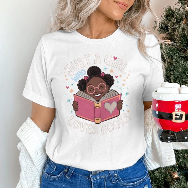 Just A Girl Who Loves Books Cute African American Afro Unisex T-Shirt Just A Girl Who Loves Books Cute African American Afro Unisex T-Shirt
