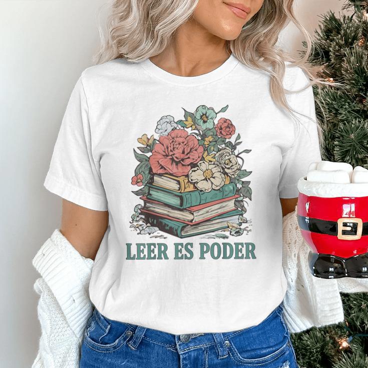 Leer ES Poder Cute Floral Spanish Teacher Book Reading Unisex T-Shirt