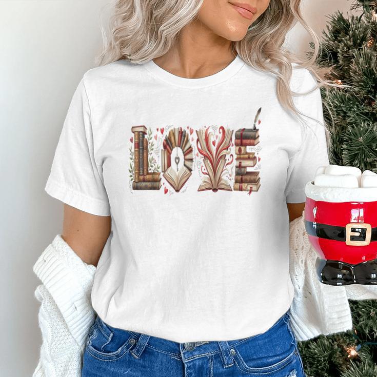 Librarian Reader Books Valentine Teacher Valentines Teach Unisex T-Shirt