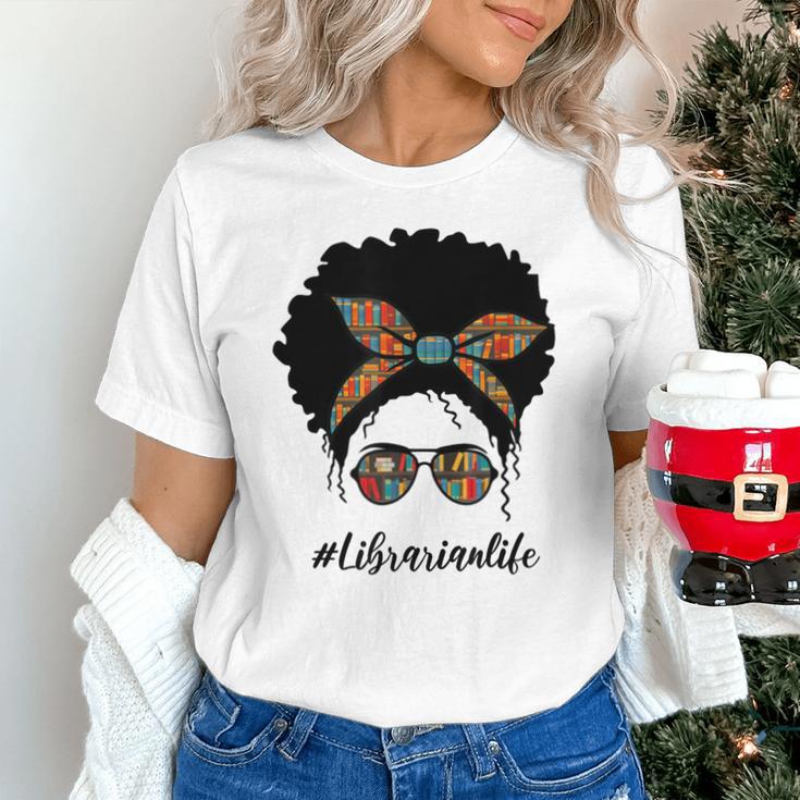 Librarian Teacher Messy Bun Life Book Library Back To School Unisex T-Shirt