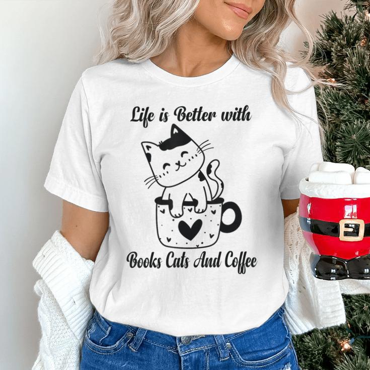 Life Is Better With Books Cats And Coffee Shirt Unisex T-Shirt Life Is Better With Books Cats And Coffee Shirt Unisex T-Shirt
