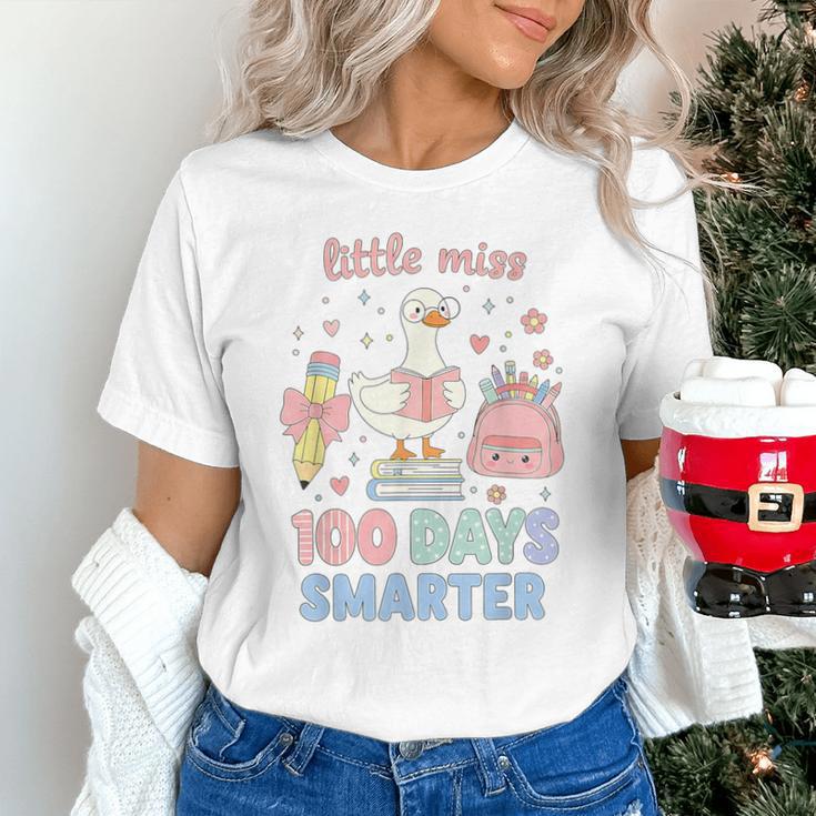 Little Miss 100 Days Smarter Cute Goose Reading Books Girls Unisex T-Shirt Little Miss 100 Days Smarter Cute Goose Reading Books Girls Unisex T-Shirt