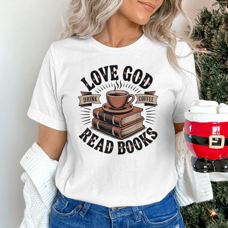 Love God Drink Coffee Read Books – Vintage Spiritual Reading Unisex T-Shirt