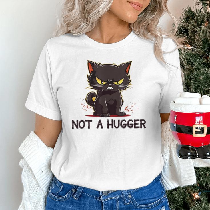 Not A Hugger Tee Angry Cat Sarcastic Cute Introvert Unisex T-Shirt Not A Hugger Tee Angry Cat Sarcastic Cute Introvert Unisex T-Shirt