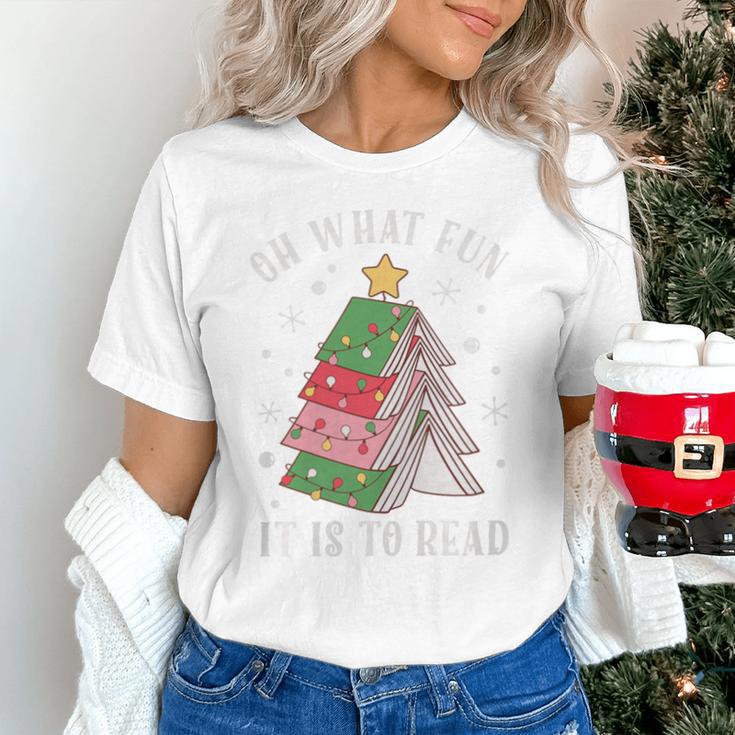 Oh What Fun It Is To Read Book Christmas Tree Premium Tri-Blend Unisex T-Shirt