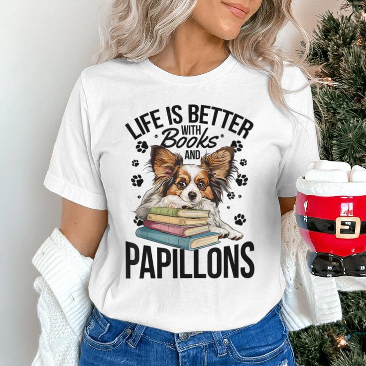 Papillon Dog Breed Life Is Better With Books And Papillons Unisex T-Shirt Papillon Dog Breed Life Is Better With Books And Papillons Unisex T-Shirt