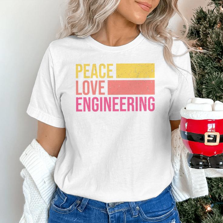 Peace Love Engineering Engineer School Graduation Retro Unisex T-Shirt