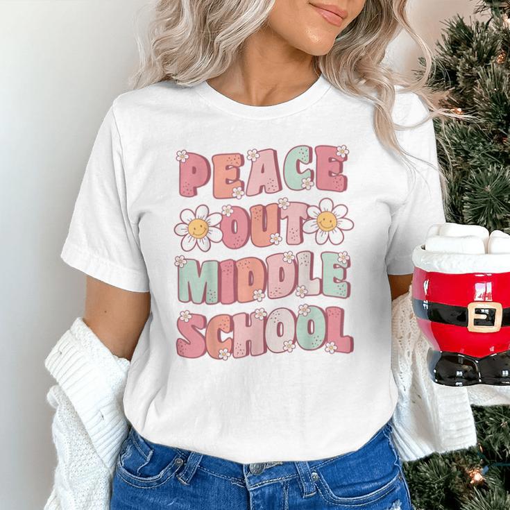 Peace Out Middle School Graduation Groovy Last Day Of School Unisex T-Shirt