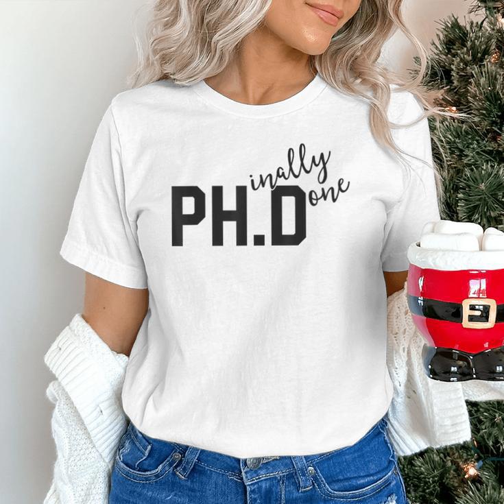 PhD Shirt Phinally Finally Done Graduation Her Unisex T-Shirt