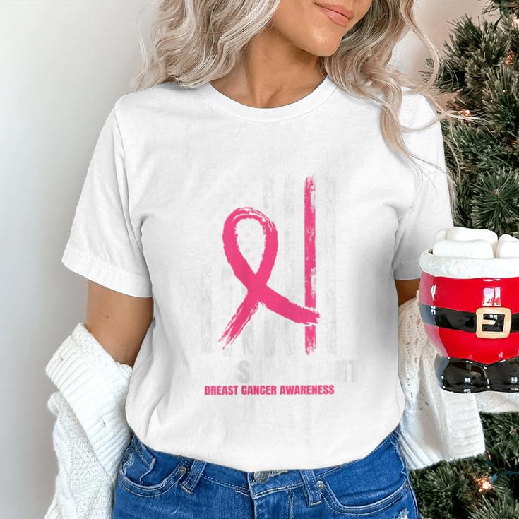 Pink In Memory Of Aunt Breast Cancer Awareness American Flag Unisex T-Shirt