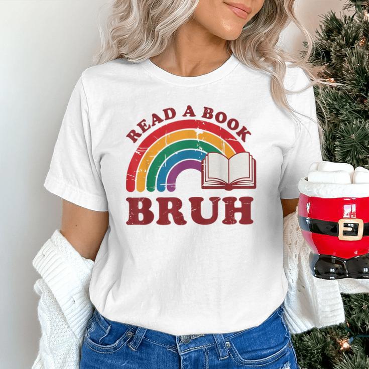 Read A Book Bruh Rainbow Vintage Reading Library Student Unisex T-Shirt