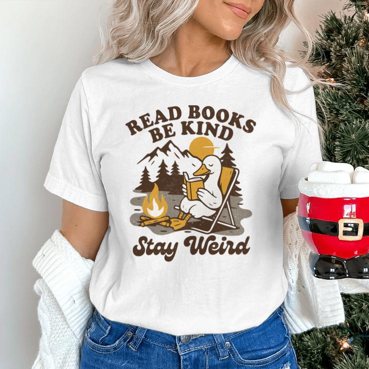 Read Books Be Kind Stay Weird Bookish Silly Goose Reading Unisex T-Shirt Read Books Be Kind Stay Weird Bookish Silly Goose Reading Unisex T-Shirt