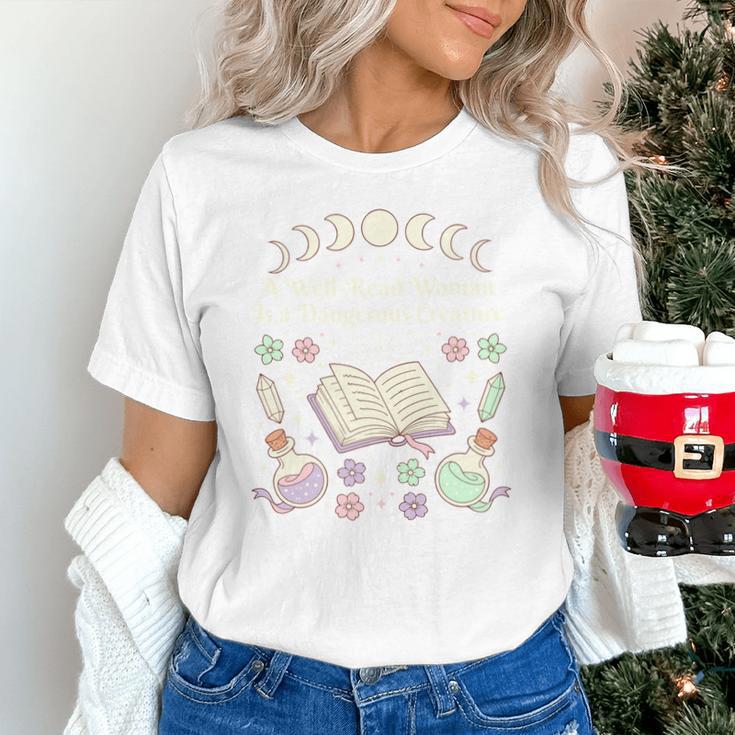 Well Read Woman Literature Quote Celestial Book Floral Unisex T-Shirt