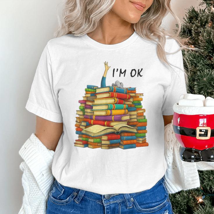 Reading Books Librarian Reader Nerd I'm Ok Teacher School Unisex T-Shirt